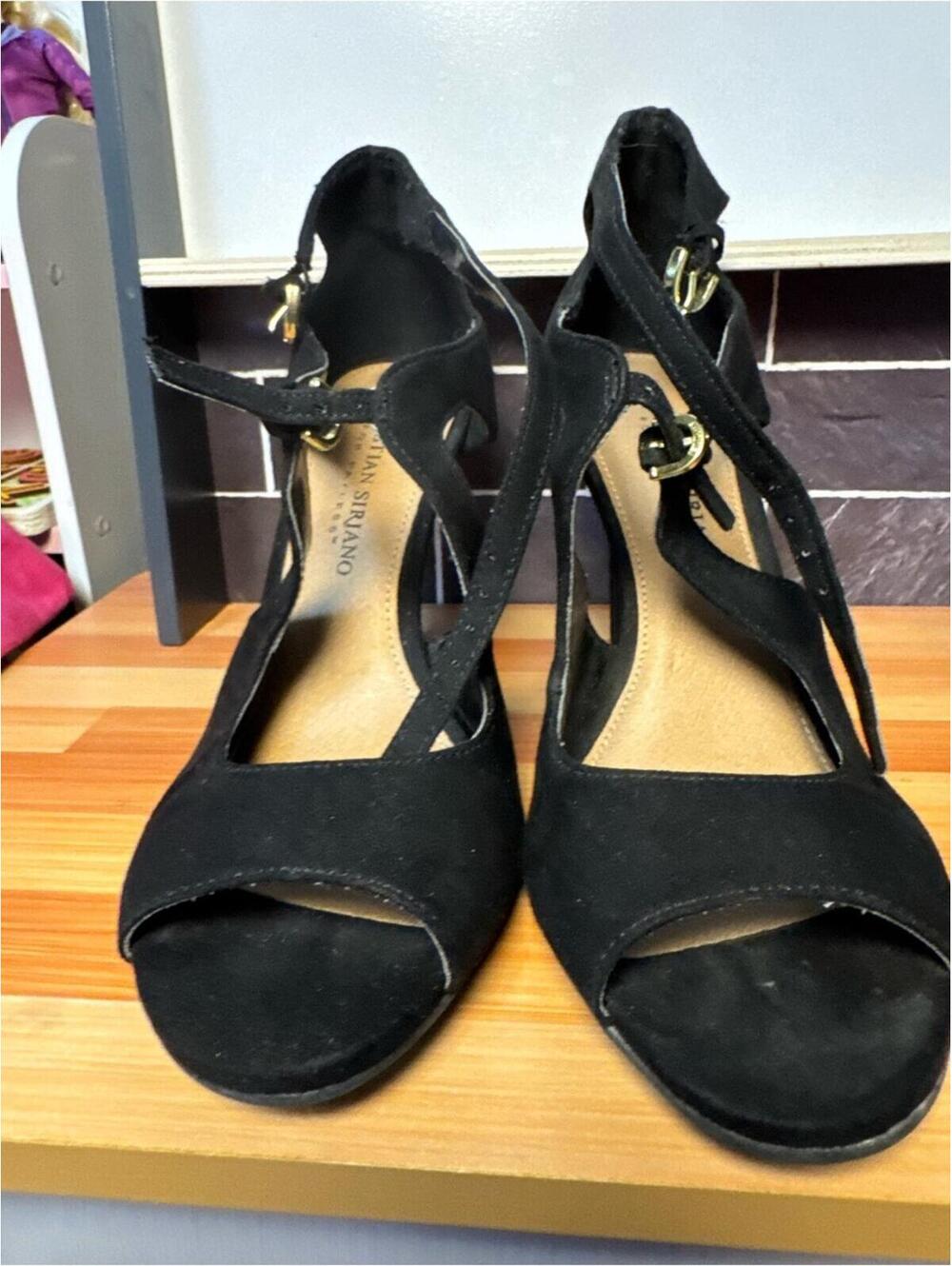 Christian Siriano Black Suede Strappy Women's Heels